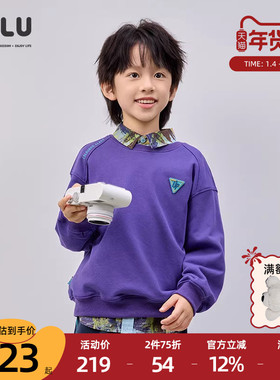 优露童装男童长袖针织衫ULLU春新款舒适上衣百搭潮酷儿童圆领卫衣