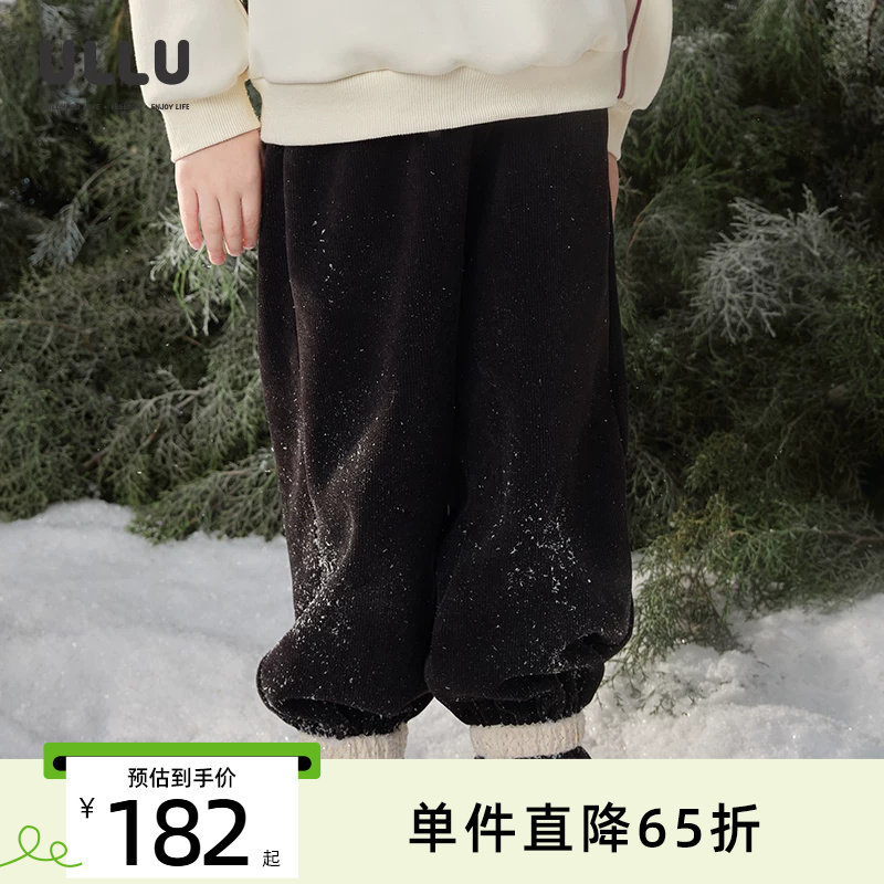 优露雪尼尔蕾丝木耳边收口卫裤图片