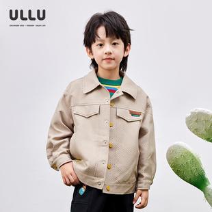 酷层次感超大千鸟格纹理夹克外套 外套25春款 ULLU优露童装 男童长袖