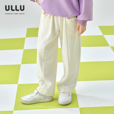 ULLU蝴蝶结口袋华夫格直筒长裤