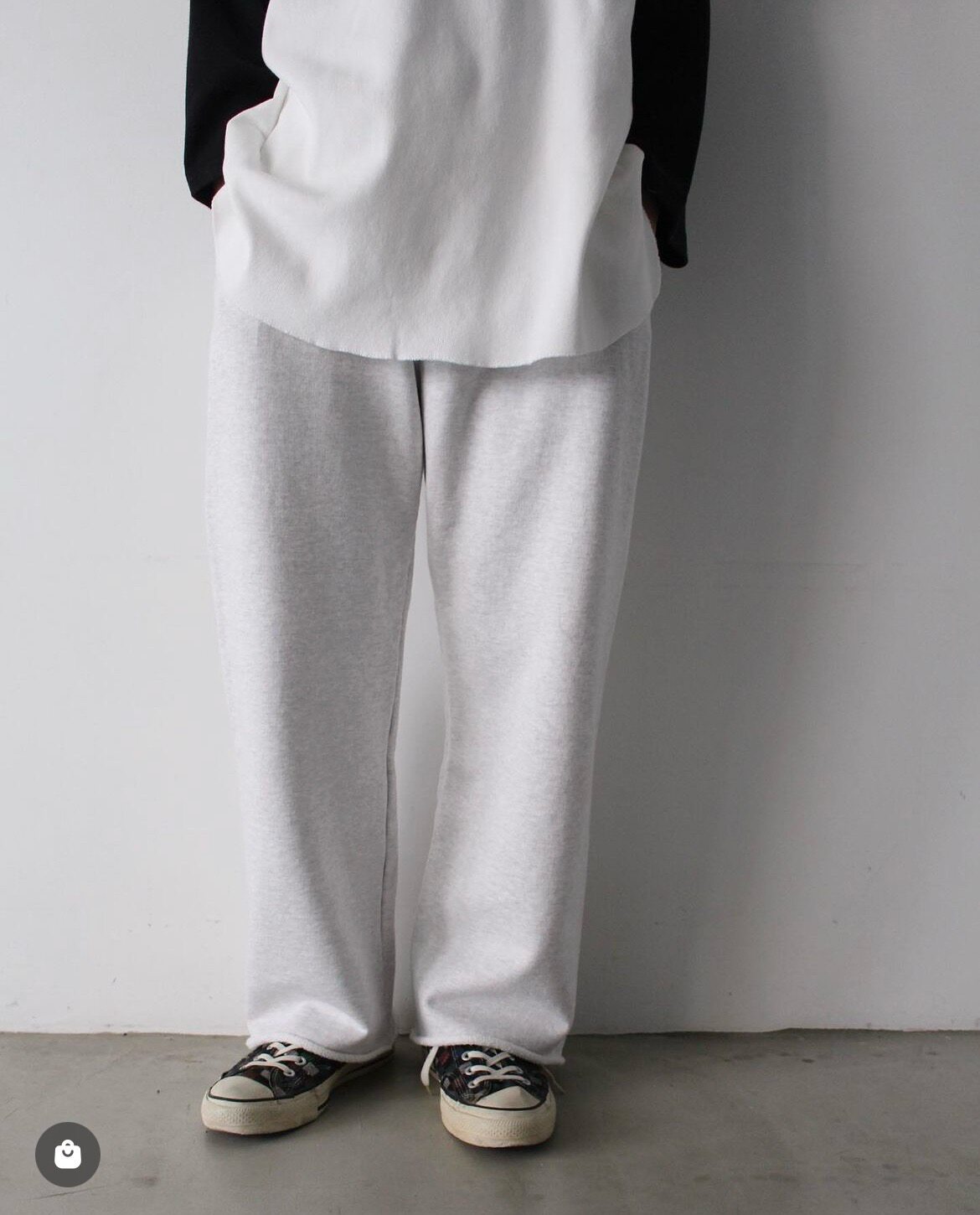 现货BOWWOW SOLID SWEAT PANTS 纯色百搭直筒卷边重磅宽松卫裤