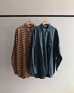 COTTON 衬衫 SILK SHIRT复古宽松格纹长袖 23AW DECK 现货日系户外
