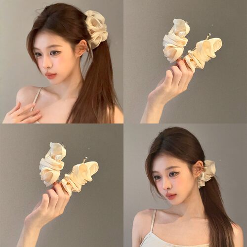 法式纯欲云朵泡芙缎面香蕉夹女高