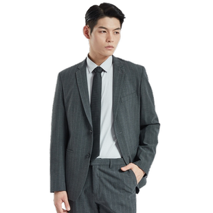 【四面弹力】SHANSHAN杉杉西服套装男士秋季条纹礼服套西休闲西装