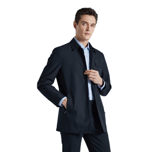 SHANSHAN杉杉品牌男士商务翻领风衣男款2025新款秋季中长款外套男