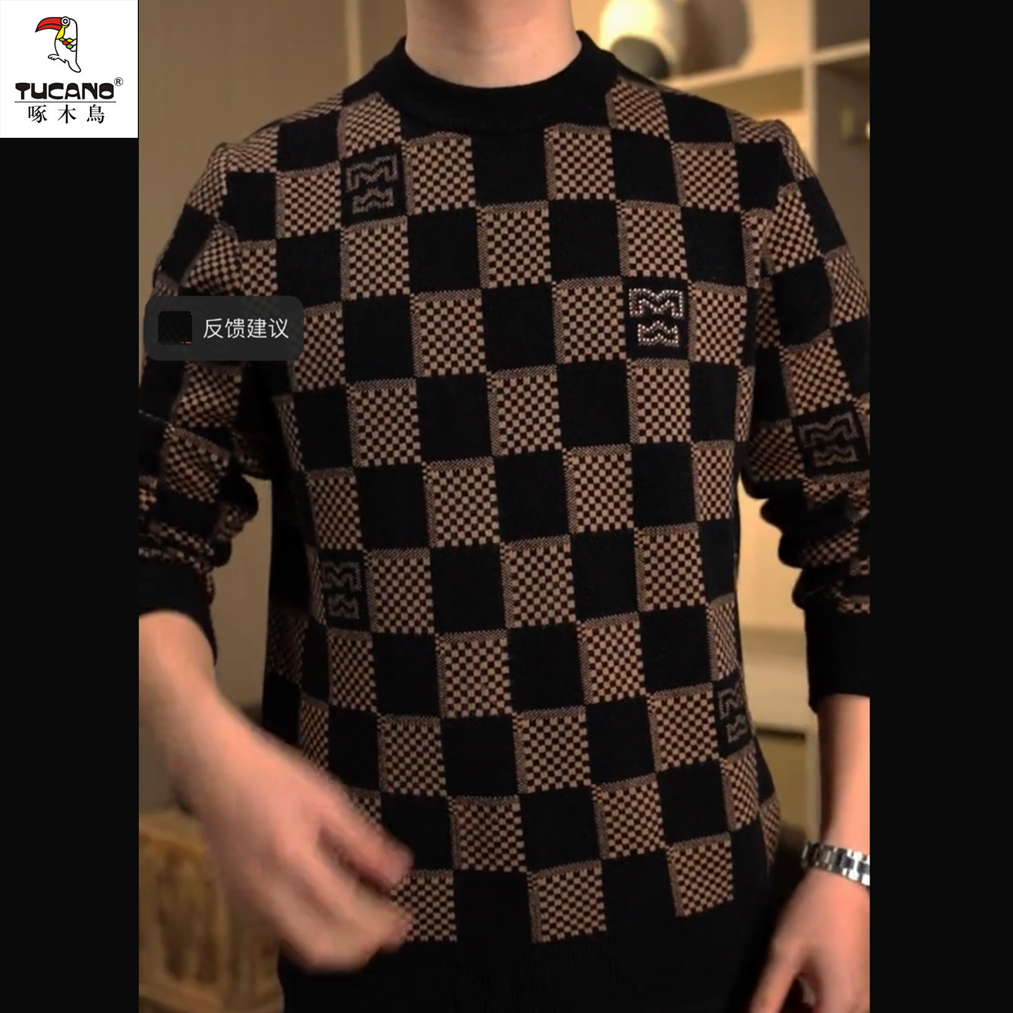 啄木鸟秋冬季男士圆领毛衣针织衫