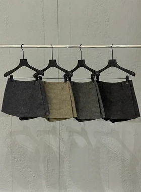 特价清DVZ纯棉不规则下摆中腰防走光半身裙女秋季新款女短裙7939