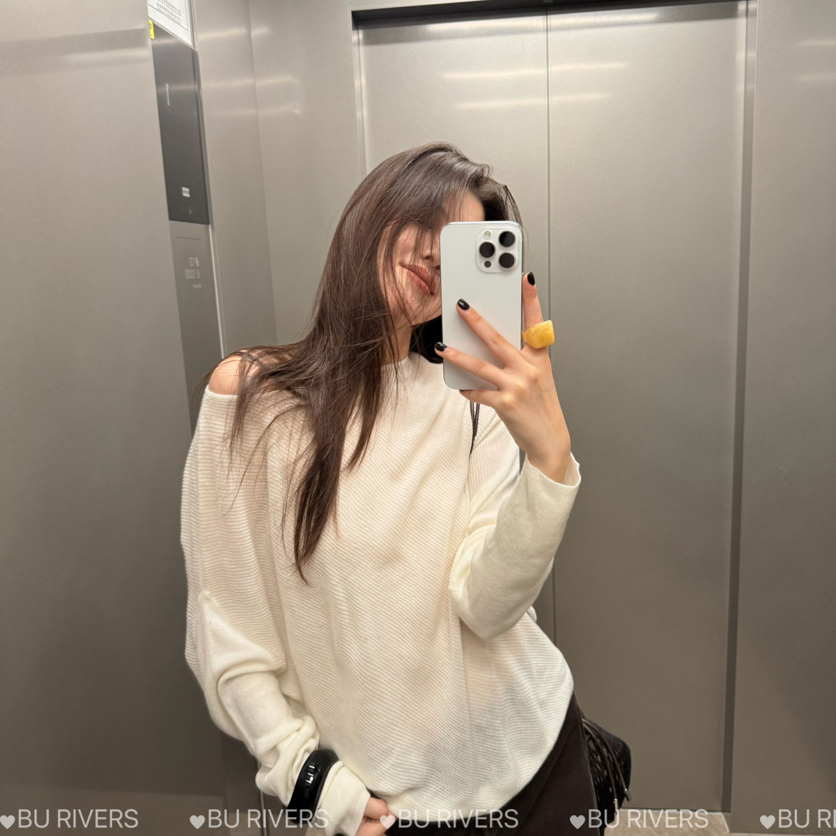 BU RIVERS荐不规则显瘦百搭通勤蝙蝠袖气质小衫（含30羊毛）15018