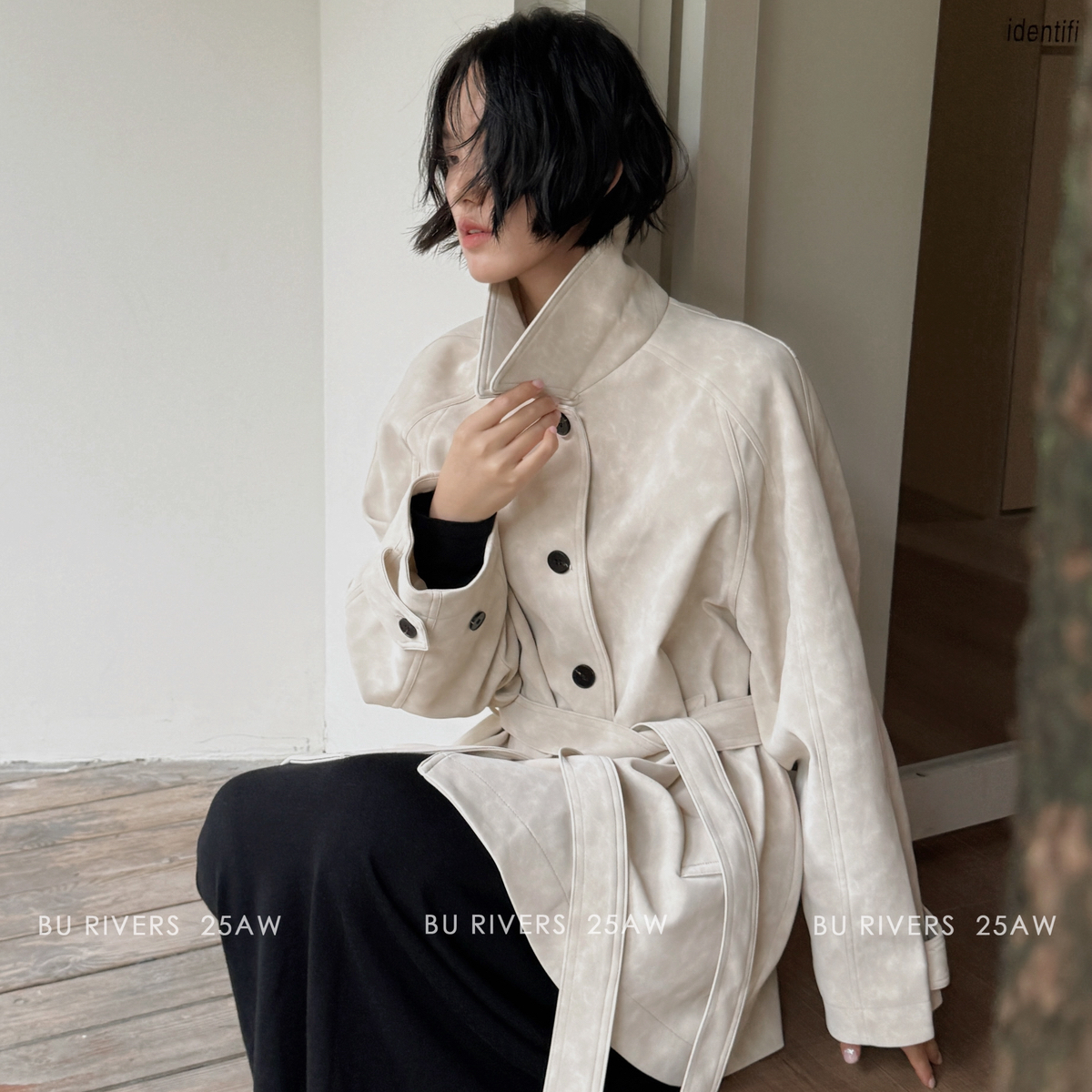 BU RIVERS-上新翻皮气质通勤百搭大牌老钱极简皮衣(配腰带)S32169