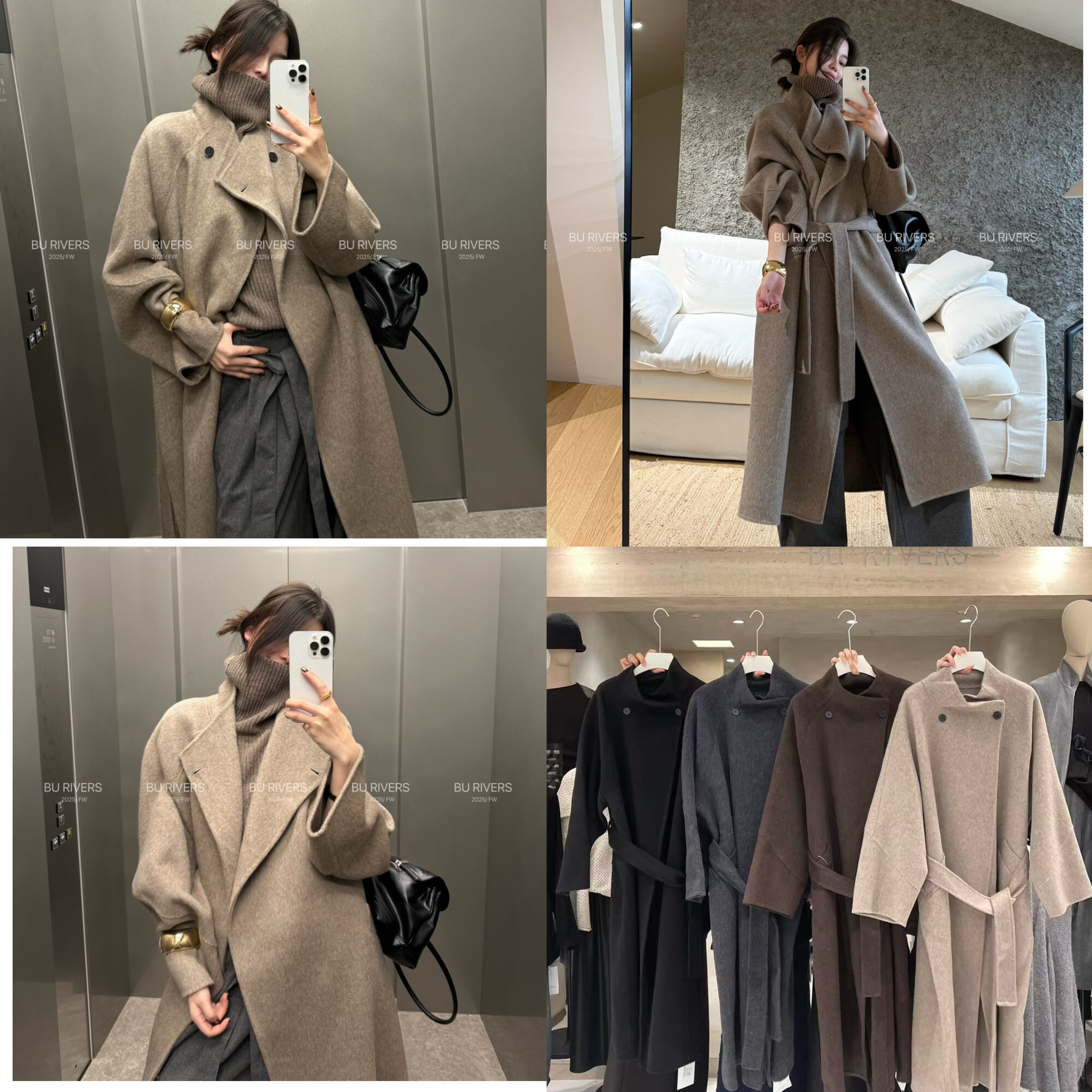 BU RIVERS大牌通勤显瘦保暖双面羊毛羊毛外套（含100羊毛）S32335