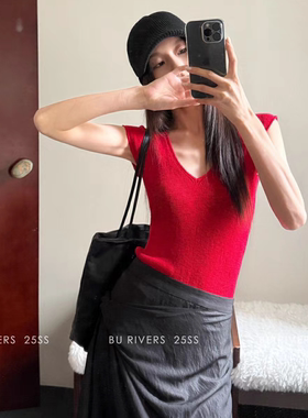 折上折BURIVERS2025夏上新v领显瘦百搭气质飞飞袖背心14903