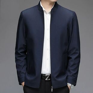 男士外套春秋款商务立领男士外套男新款立领装行政夹克年轻人