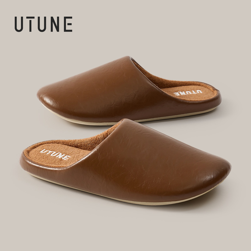 优调高级感PU皮拖鞋女