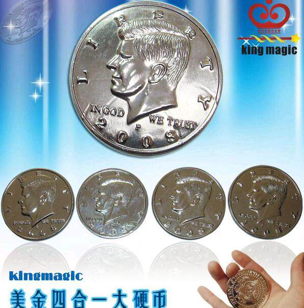 king magic人气表演魔术小道具四合一美金大币壳钱品牌特卖