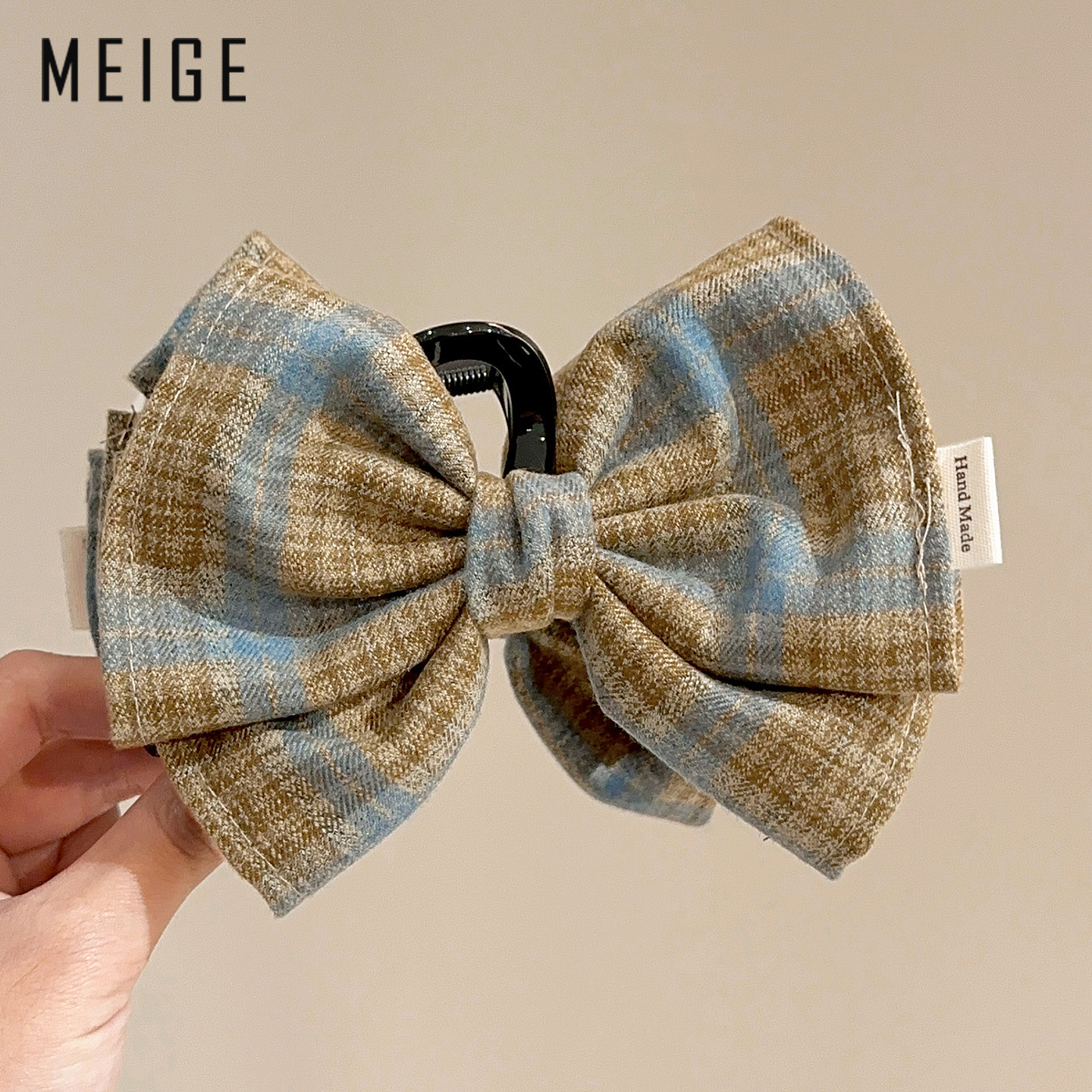 2025新款简约格纹蝴蝶结发夹