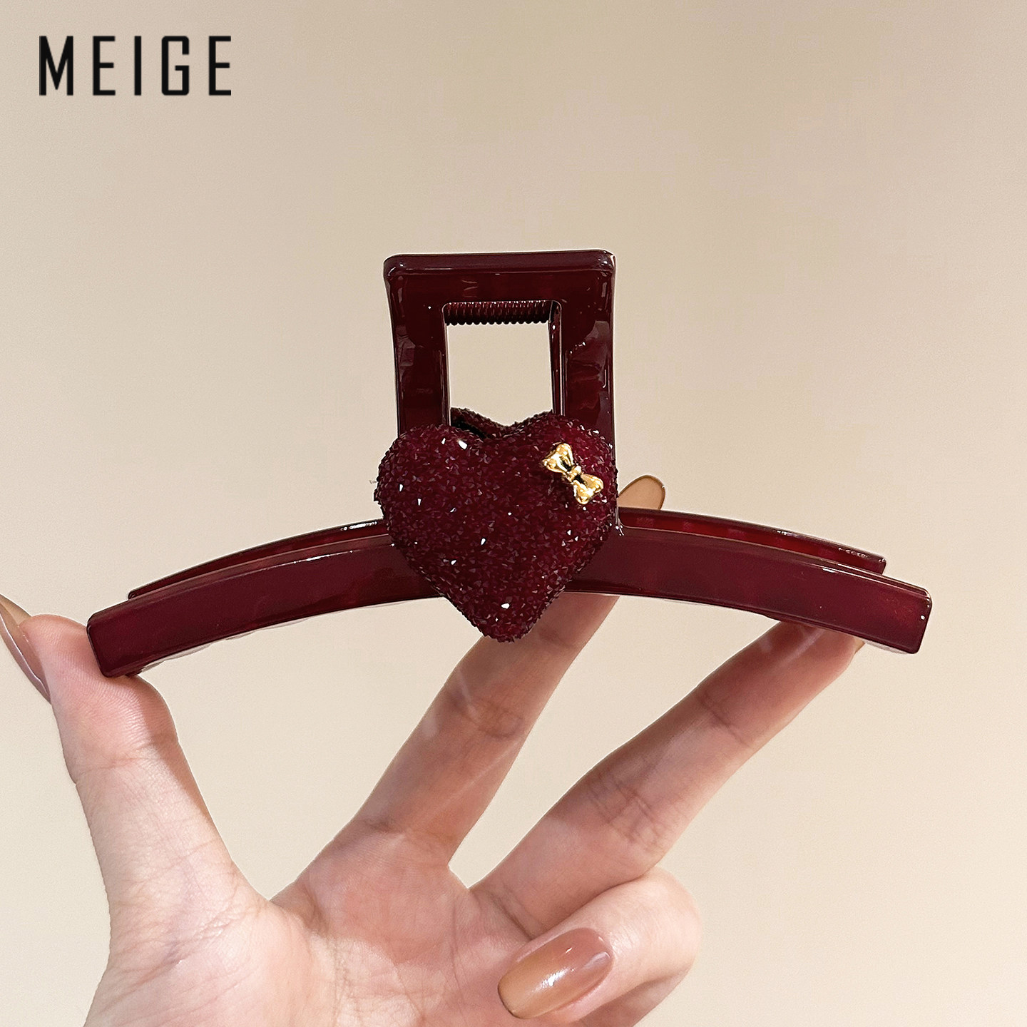 新年红双面满钻爱心抓夹女高级感2026新款巨好看的盘发鲨鱼夹发夹,饰品/流行首饰/时尚饰品新,发饰,淘宝优惠券,粉丝福利购,淘宝优惠卷