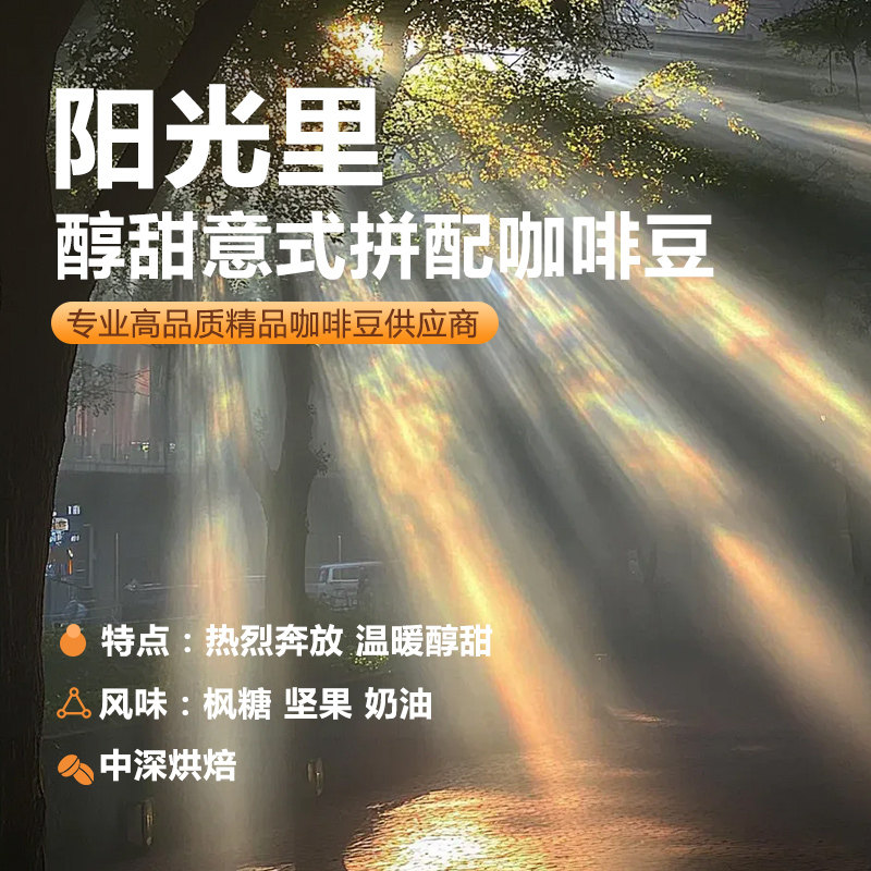 阳光里·醇甜意式拼配咖啡豆中深烘焙枫糖坚果奶油风味精品咖啡豆