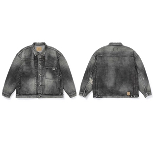 特价不退换MADNESS22AW余文乐日产水洗破坏2.0牛仔夹克长袖外套