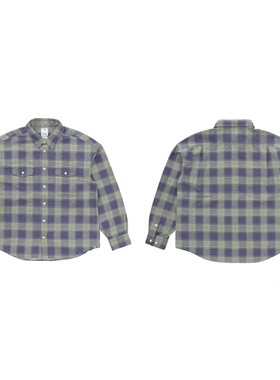 工装飞行员 VISVIM 23AW  PIONEER 日系水洗宽松做旧格子长袖衬衫