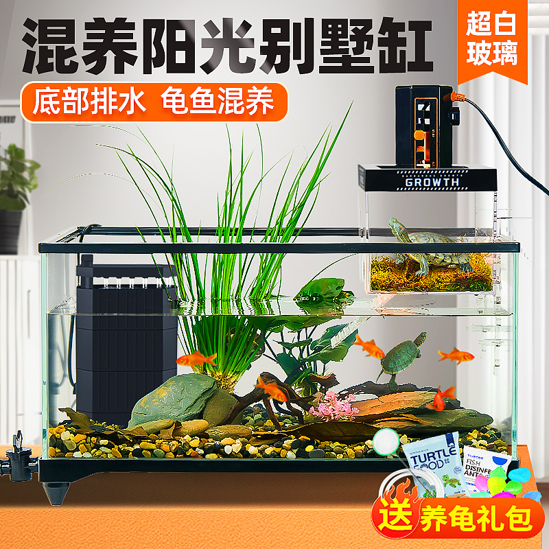 乌龟缸水陆两栖混养阳光别墅鱼缸