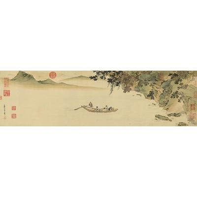 高清原大明代仇英盛年作品赤壁图横幅国画苏东坡诗意画微喷装饰画