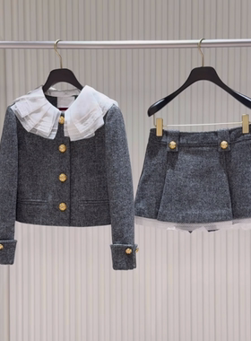 现货拉飞家2025秋百褶片领小香外套LF25Q41SC187短裙LF25Q41SS208