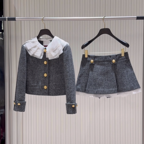 现货拉飞家2025秋百褶片领小香外套LF25Q41SC187短裙LF25Q41SS208