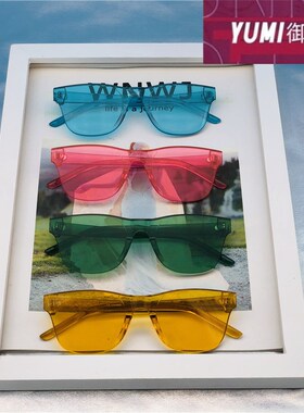 墨镜复古风无边框一体式太阳眼镜