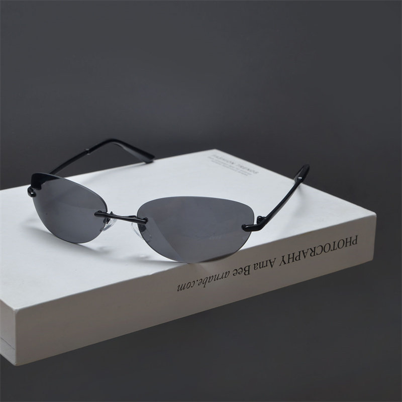 欧美复古时尚无框切边墨镜千禧风网红辣妹嘻哈蹦迪街拍太阳眼镜男