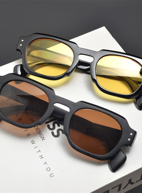 防紫外线方形复古男女米钉太阳镜