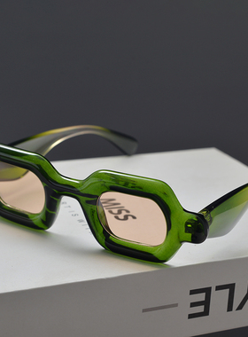 欧美复古不规则多边形方框太阳镜