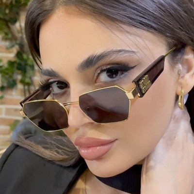 防紫外线多边形复古男女金属墨镜