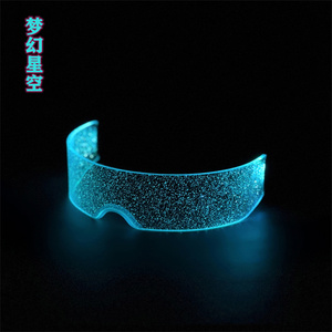 Led七彩充电发光眼镜炫彩科幻酒吧嘻哈蹦迪墨镜赛博朋克风太阳镜