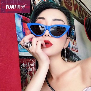 御米2018新款 三角猫眼墨镜潮人欧美网红明星FF封帆凹造型太阳眼镜