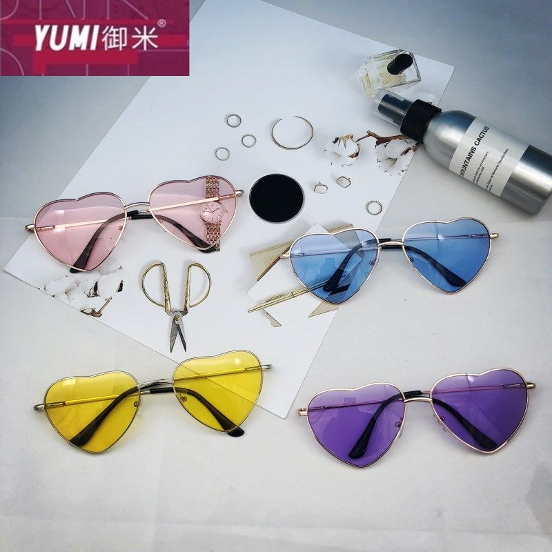 御米网红款爱心桃心少女太阳镜