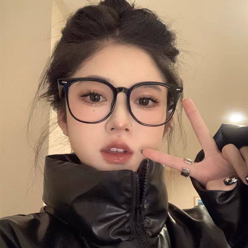 黑色眼镜框素颜神器平光镜女高级感黑框显脸小圆脸大脸显瘦大框
