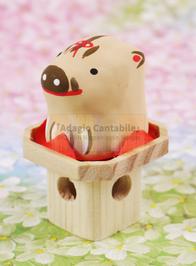 日本招福张子手工豆豆猪木制底座不可分离 猪突猛进 数量限定