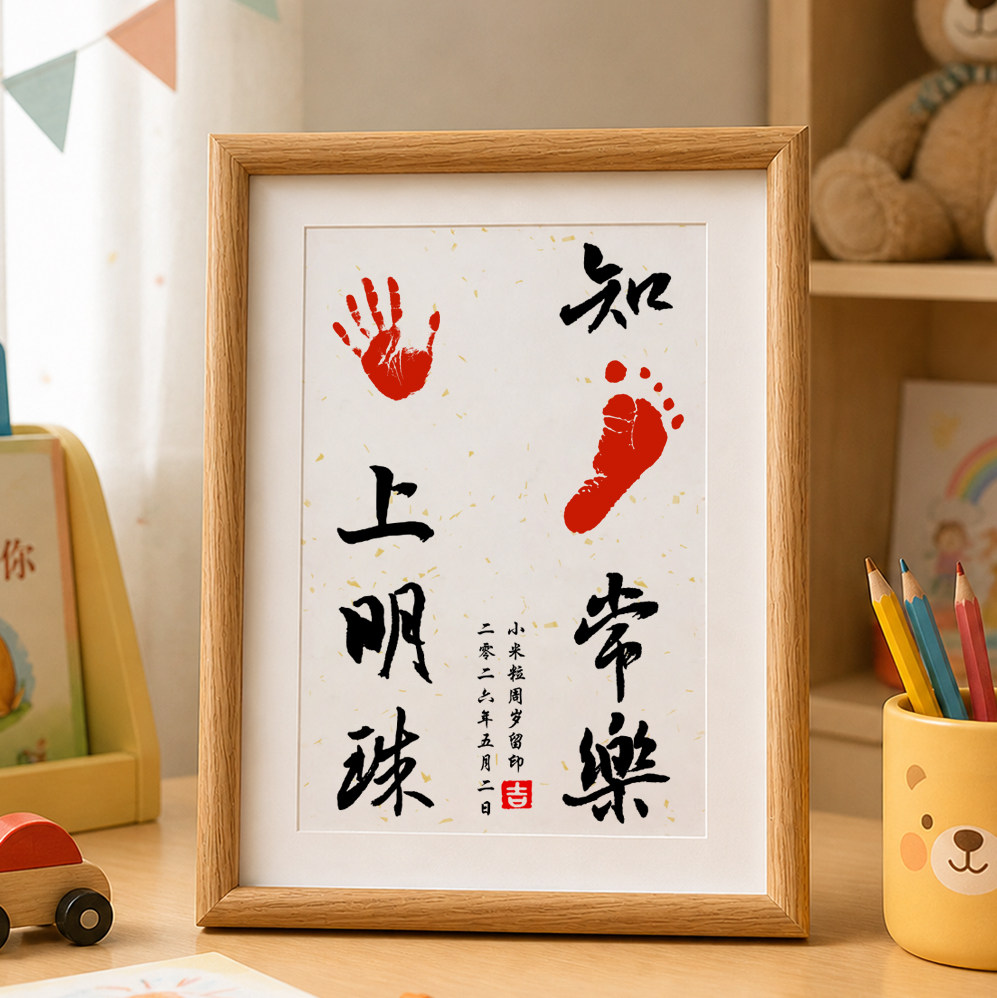 宝宝周岁满月手足印百天手脚印