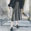 Spring and autumn season Women's wear velvet Pleated skirt skirt High waist skirt Korean Edition Self cultivation Show thin Solid Big swing skirt Villus