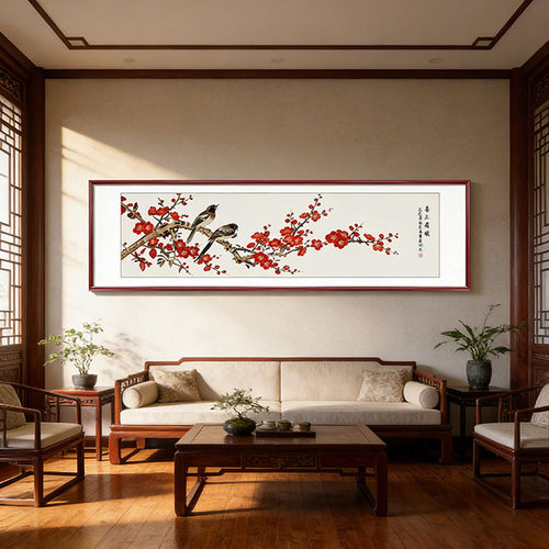 包安装宋氏美学挂画花鸟挂画床头画卧室书房装饰画好寓意主卧背景