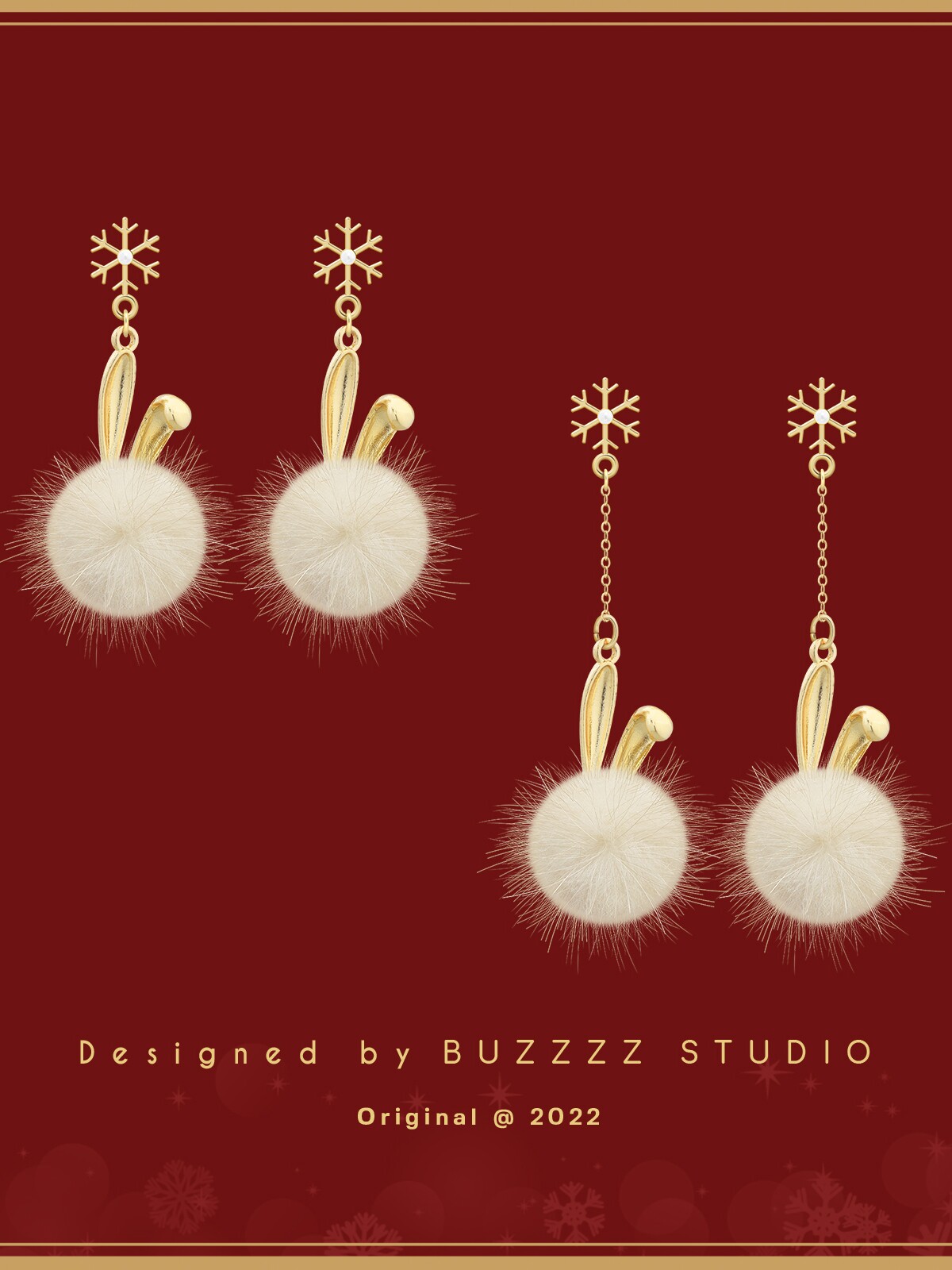 독창적인 디자인 가을 겨울 토끼 귀 크리스마스 모피 볼 귀걸이는 피어싱 없이 새해 귀걸이에 적합합니다