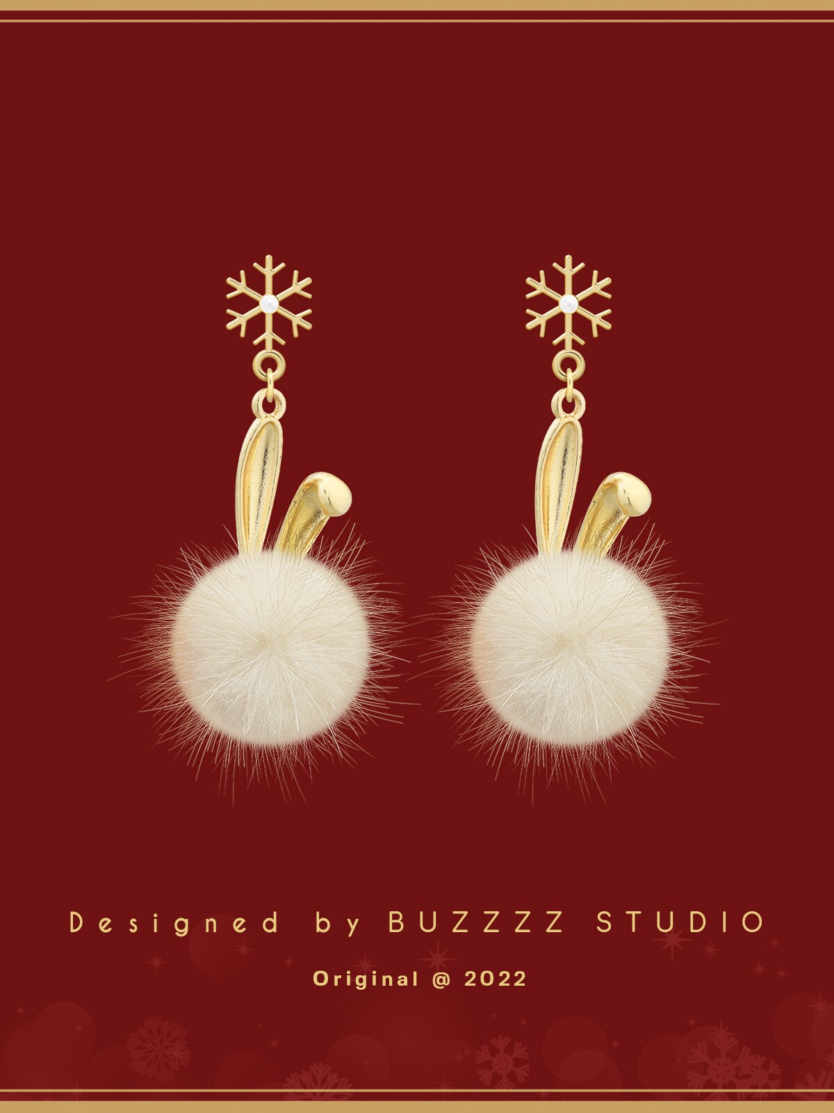 독창적인 디자인 가을 겨울 토끼 귀 크리스마스 모피 볼 귀걸이는 피어싱 없이 새해 귀걸이에 적합합니다