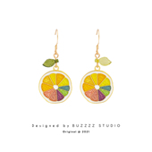 BUZZ原创柠檬黄色秋冬耳环修面个性 水果少女无耳洞耳夹耳钉耳饰
