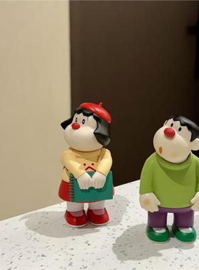 歪头胖虎+胖妹组合手办模型桌面摆件公仔礼物蜡笔小新摆件