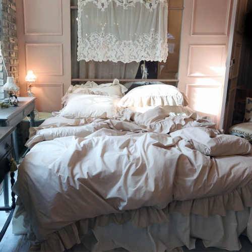 卡其色四件套纯棉北欧浪漫