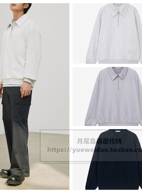 直邮Mind Bridge春秋男韩国代购宽松翻领长袖半拉链卫衣MXTS6152