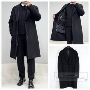 直邮BASSO男装韩国代购羊绒羊毛呢可拆卸鹅绒内胆大衣羽绒服Z4J03