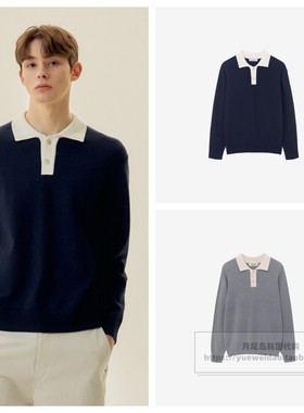 直邮Mind Bridge25春男士韩国代购高定宽松翻领针织衫MZKT2170