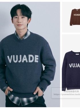 发货快直邮Mind Bridge韩国代购25冬男士圆领刺绣针织衫MZKT7150