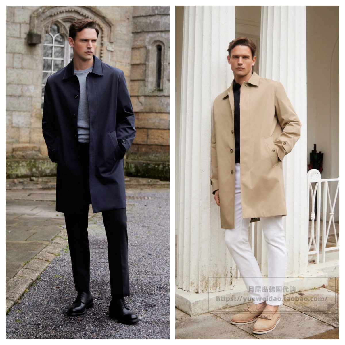 33折直邮Aquascutum 春秋男装韩国代购商务时尚宽松中款风衣X10Q2